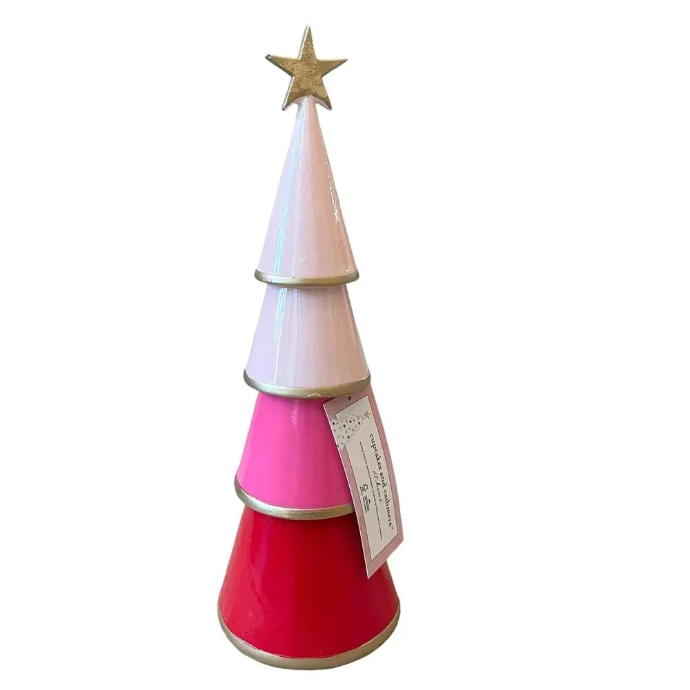 CUPCAKES AND CASHMERE Pink Christmas Tree with Gold Star 2024 NEW